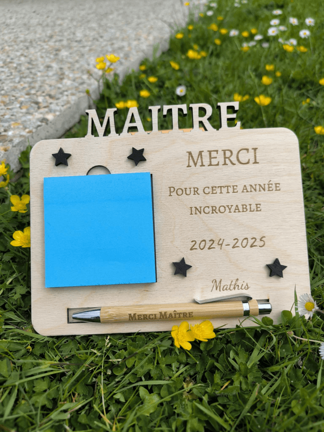 Pancarte MERCI avec stylo personnalisé + bloc post-it