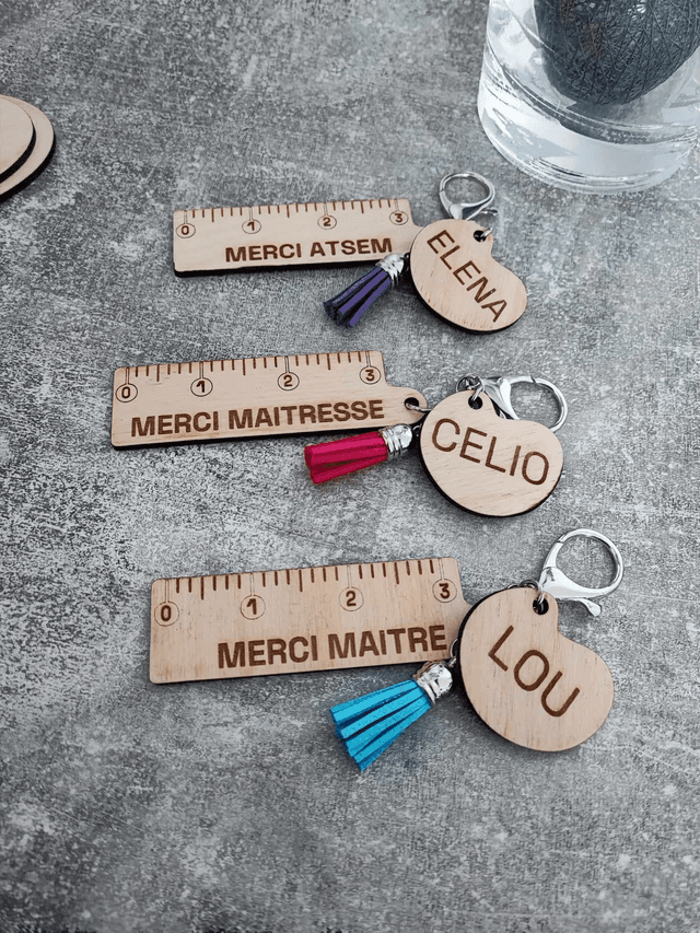 Porte clé &quot;Maitresse, Maitre, Atsem, Nounou&quot;